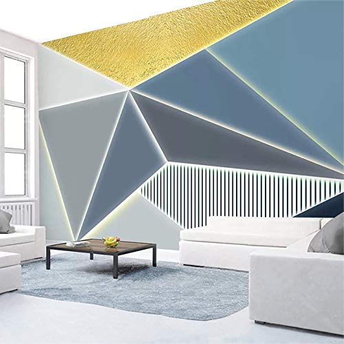 Fotomurales,Personalizado 3D Pared Mural Moderno Simple 3D Polígono Geométrico Línea De Oro Foto Fondo De Pantalla Sala De Estar Estudio Arte Papeles De Pared Decoración Del Hogar,290Cm(H)×480C