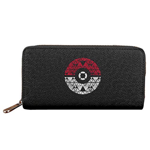 Geometric Pokeball Anti-Splash Zipper Wallet Handbag Travel Long Wallet,Long Zip Wallets For Men Women