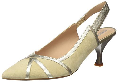 Geox D ELISANGEL Mid C, Zapatos de Talón Abierto Mujer, Beige (Sand/Gold C0176), 40 EU