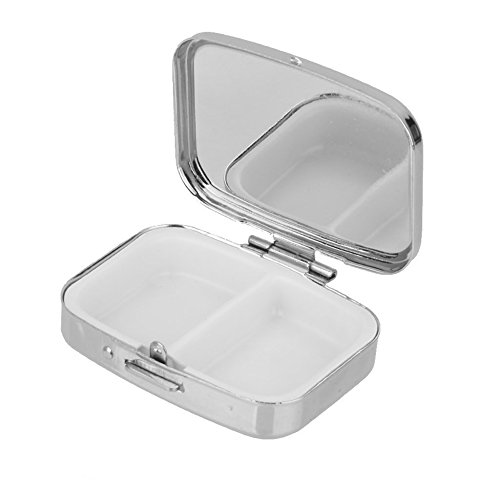 Gespout Caja de Píldora Cuadrada Caja de Píldora de Metal Caja de Píldora de Viaje Caja de Almacenamiento de Contenedor de Medicina(Plata)