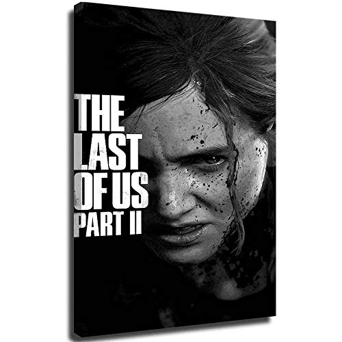 Ghychk The Last of Us Part II - Lienzo decorativo (50,8 x 76,2 cm), diseño de juegos de aventura con Ellie y Joel, estirado y enmarcado