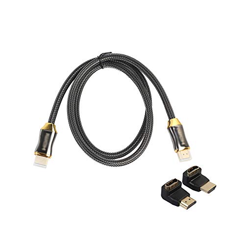 GJQDDP V2.0 4k hdmi Cable Premium Trenzado Ultra HD TV 2160p Arco Largo Rango de Cromo para BLU-Ray, Xbox 360, PS3 / PS4, Roku, NintendoCon Adaptador de 90 Grados + 270 Grados,1m