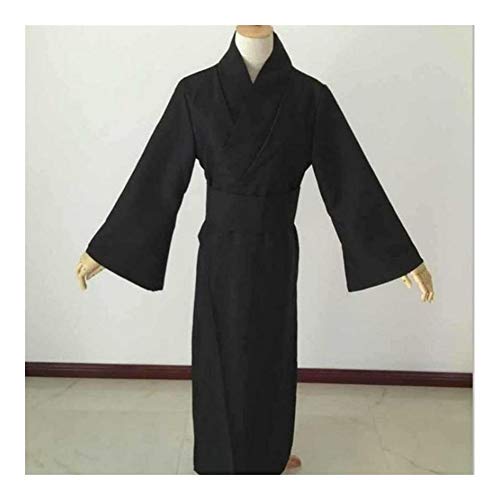 GODVC Traje Cosplay japonés Estilo de los Hombres Negro clásico de Halloween Samurai Ropa Tradicional Yukata Haori Guerrero Kimono con OBI (Color : Negro, Size : M)