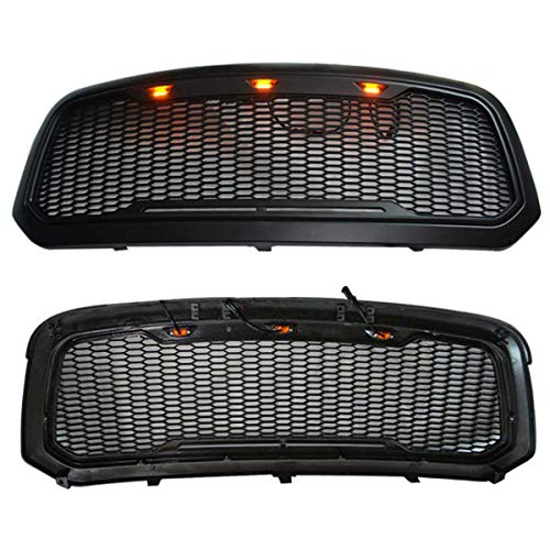 Grille Racing para Dodge Ram 1500 2013-2018 Malla Delantera del Coche, Material Abs Es Altamente Compatible con El Coche Original, Negro Mate