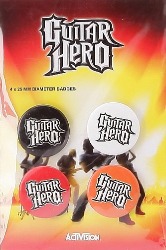 Guitar Hero - 4 x 25 mm Badges - Noir/Blanc/Rouge/Orange