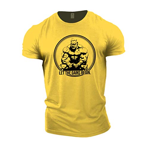 GYMTIER Camiseta Culturismo Hombre - Jay Cutler Let The Gains Begin - Top Entrenamiento Gimnasio