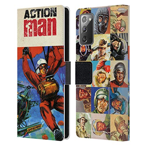 Head Case Designs Oficial Action Man Paracaídas Clásicos Carcasa de Cuero Tipo Libro Compatible con Samsung Galaxy Note20 / 5G