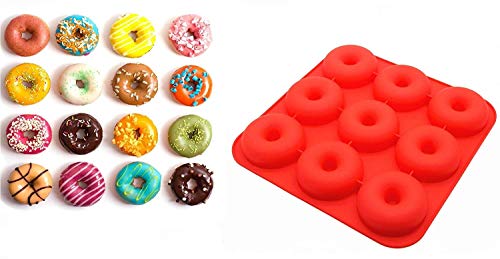 HelpCuisine® Molde para donas con 9 cavidades - molde antiadherente para donas, grado alimenticio, sin BPA