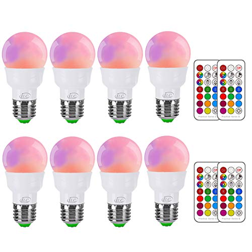 iLC Bombillas Colores RGBW LED Bombilla Cambio de Color 5W E27 Edison - RGB 12 Color - Control remoto Incluido (Pack de 8)