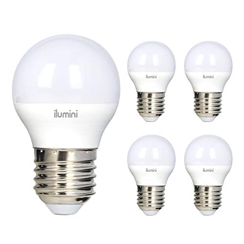 ilumini Bombillas led G45 Esférica, Casquillo E27,5W equivalente a 45w, 6500K Luz Fría, 500 Lúmenes [Clase de eficiencia energética A+] PACK DE 5