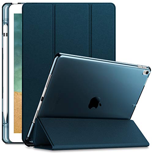 INFILAND Funda para iPad Air 3 10,5 (3ª Generación 2019)/iPad Pro 10,5 2017,Smart Translúcido Case Cascara con portaplumas y Auto Reposo/Activación Función,Azul Oscuro