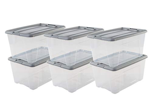 Iris Ohyama NTB-45 X6 Silver - lote de 6 cajas apilables de almacenamiento, Gris, 45 L