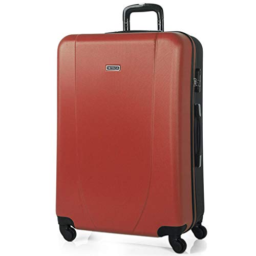 ITACA - Maleta de Viaje Grande XL Rígida 4 Ruedas Trolley 75 cm de ABS. Práctica Cómoda y Ligera. Gran Capacidad Bonito Diseño. Estudiante y Profesional. 71170, Color Coral-Antracita