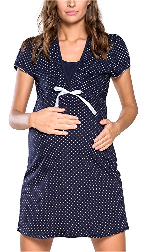 Italian Fashion IF Camisón Premamá J4J 0114 (Azul Oscuro, M)