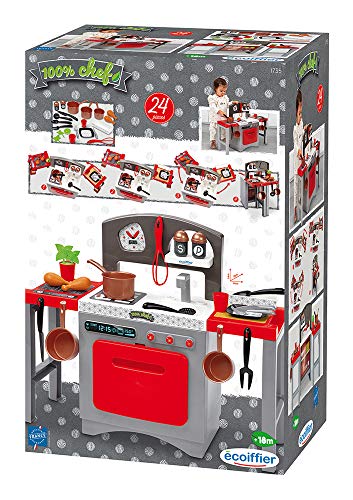 Jouets Ecoiffier- Cocina modulable – Mesa + 2 taburetes + Accesorios – A Partir de 18 Meses – Fabricado en Francia (1735)