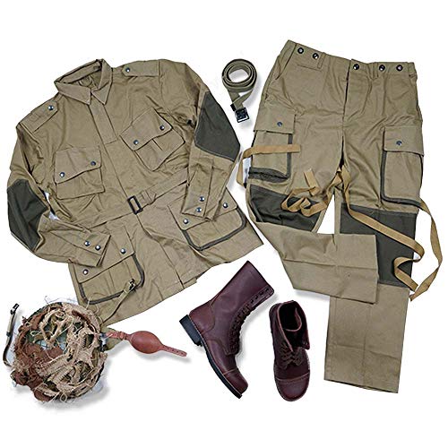 JXS WW2 de EE.UU. Paracaidista Uniforme 101 Trajes de la Fuerza Aérea Paracaidistas - Correa del Casco Botas - Chaqueta y Pantalones tácticos al Aire Libre