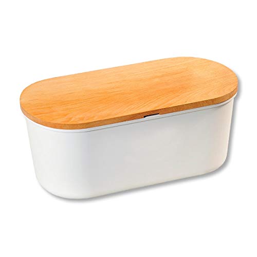 Kesper – Panera con Tabla de Cortar, 33,5 x 18 x 14 cm, marrón/Blanco