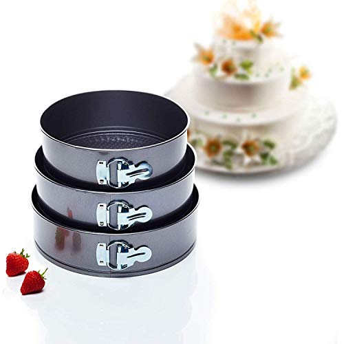 Kitchen Craft Cake Tin Set Juego de Fuentes para Tortas con Mecanismo Dedesprendimiento Rapido a Resorte, Negro