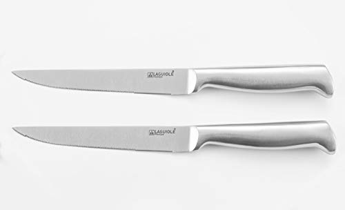 Laguiole - Cuchillos de carne forjados, 14 cm, hoja de 25 cm, longitud total, lote de 2