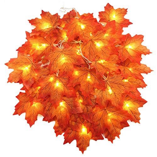 Luces Decorativas de Navidad, 4 M 40 Led Artificial Autumn Maple Leaves String Luces De Alambre Caída Guirnalda Con Pilas Decoración De Navidad Fiesta De Bodas De Halloween Home Garden Dormitorio