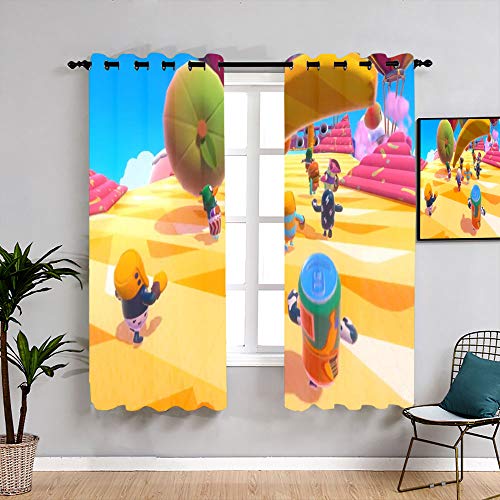 Matt Flowe Fall Guys juego de dibujos animados anime cortinas térmicas aisladas W42 x L63 tratamiento cortinas cortina cortina cortina para habitación de los niños, habitación de bebé