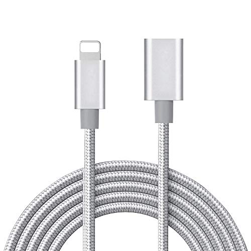 MeloAudio 3.3ft Trenzado Cable de Carga de Cable de Carga Dock, Macho a Hembra, Conector de Cable de sincronización Compatible Dispositivos iOS (Plata)