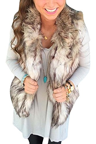 Minetom Mujer Otoño Invierno Moda Faux Pelaje Chaleco Sin Mangas Chaqueta Calentar Gilet Gris ES 38