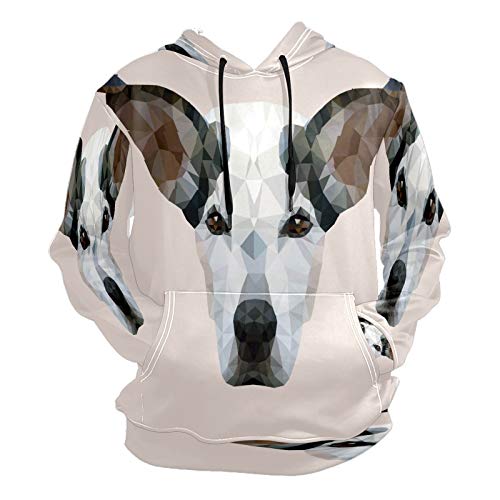 Moda 3D impresión abstracta polígono mascota perro patrón unisex suéter fresco sudaderas con bolsillo canguro para hombres y mujeres