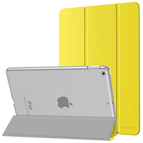 MoKo Funda para Nuevo iPad 8ª Gen 2020 / 7ª Generación 2019, iPad 10.2 Case, Ultra Delgado Función de Soporte Protectora Plegable Cubierta Inteligente Trasera Transparente - Limón Amarillo