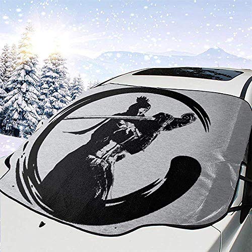 MOLLUDY Protector para Parabrisas Sekiro Shadows Die Twice Shenobi Enso Dark Protector para Parabrisas con imán Cubierta de Parabrisas Coche Protege de Rayos Antihielo y Nieve