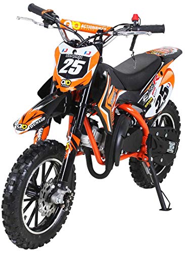 Moto de cross mini Gepard para niños, 49 cm³, 2 tiempos, incluye embrague tuning, carburador de 15 mm, fácil arranque, horquilla reforzada., naranja