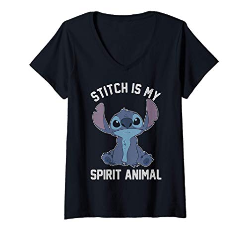 Mujer Disney Lilo & Stitch Is My Spirit Animal Portrait Camiseta Cuello V