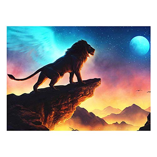 Namgiy 5D Rey Leon Diamond Painting, Kit de Pintura con Diamantes, Decoración de niños Dormitorio, DIY Adhesivos Bordado 40 * 30 cm