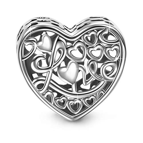 NINAQUEEN Charm Pandora Charms Amor Tallado Regalo Originales Mujer Niña Regalos para Ella Plata 925 para Madre Novia Esposa