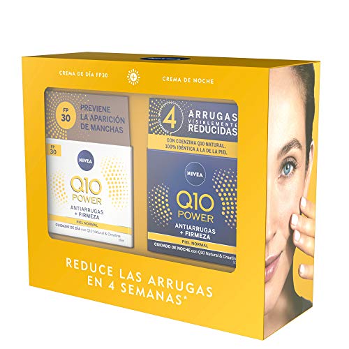 NIVEA Pack Q10 Tratamiento Antiarrugas 4 semanas, set de cremas reafirmantes, caja de regalo con crema de día con FP30 (1 x 50 ml) y crema de noche (1 x 50 ml)