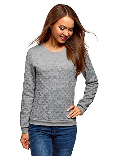 oodji Collection Mujer Suéter Recto de Tejido Texturizado, Gris, ES 42 / L