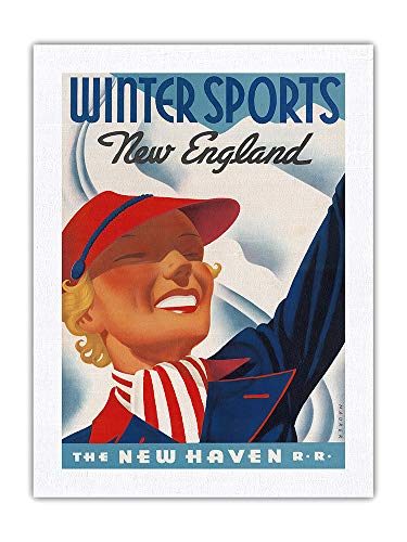 Pacifica Island Art New England - Póster de viaje en tren de Sascha Maurer de 1935 – 100% seda pura Dupioni, 61 x 81 cm