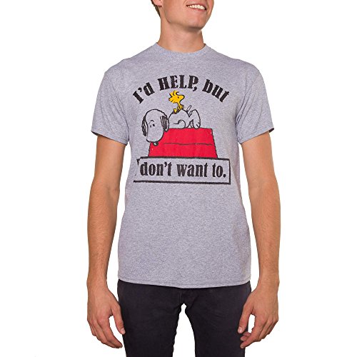 Peanuts Snoopy I'D Help But I Don't Want to Playera para Hombre - Gris - (52 ES/54 ES)/L