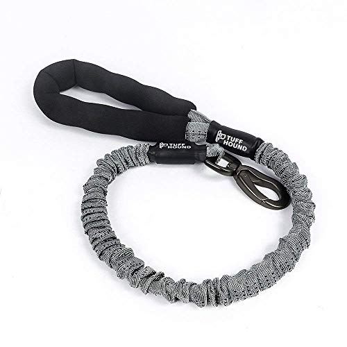 PETTOM Correa para Perro Elastica Bungee 75-110CM Grande Mediano 20-60KG Resistente Heavy Duty con Mango Acolchado Suave para Adiestramiento Caminar (S:75-110CM-No Reflectante, Gris)