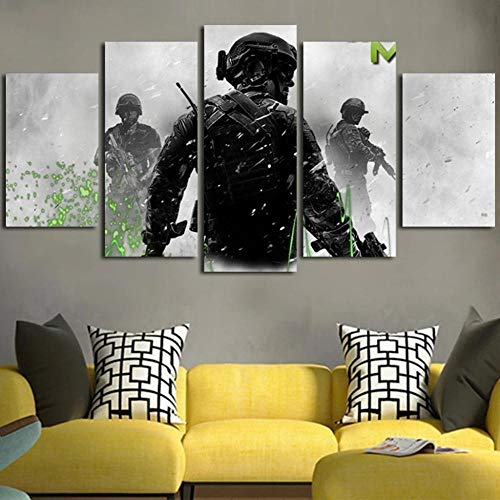 Pintura Sobre Lienzo 5 Piezas Cuadro Sobre Lienzo-Modernos Mural-Impresión En Lienzo-Listo Para Colgar-Decoración Hogar Arte Cuadro En Lienzo Regalo Navidad call duty Modern Warfare 3 En Juegos 150*80