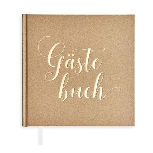 Plantvibes Libro de visitas para Fiestas de Boda, Bautizo o cumpleaños, 72 páginas, Tapa Dura, Papel, Libro de Invitados Estilo Vintage, Álbum de visitantes (Gästebuch (Kraft))