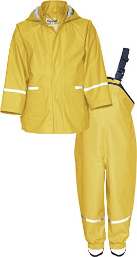 Playshoes Regen-Set Basic Chaqueta y Pantalones Impermeables, Amarillo (Gelb 12), 104 cm para Niñas