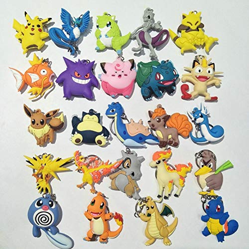 Pokemon 24pcs / Lot Cute Cartoon Figure Anime Pokemon Go Key Chain Llaveros Pocket Monsters Charmander Pendant Chaveiro Key Ring Holder Gift