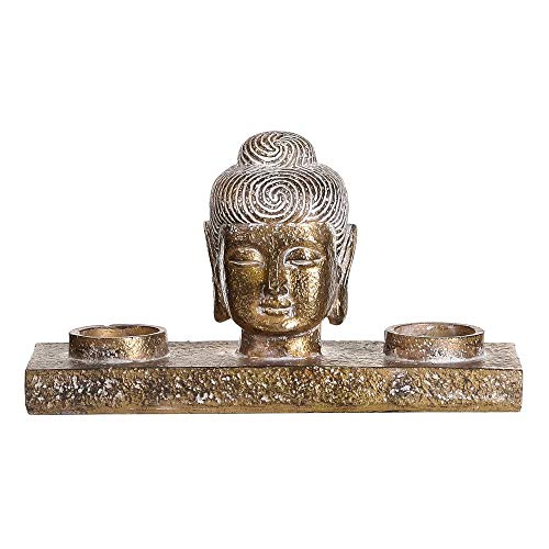 Portavelas de Buda Dorado de Resina Oriental para decoración Sol Naciente - LOLAhome