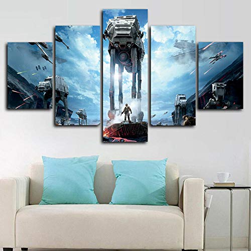 QWASD Star Wars Walker Battlefront Modernos Mural Fotos 5 Piezas Material Te Jido No Tejido Artística Imagen Gráfica Sala Estar Oficina Abstracto Decoracion Pared