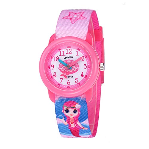 Relojes Niñas Sirena Pez Payaso Relojes Estrella de Mar Caracola Océano Relojes Niños Nylon Rosada