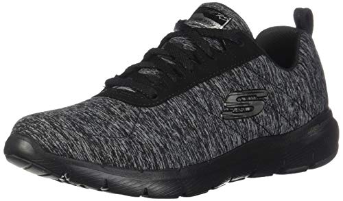 Skechers Flex Appeal 3.0-Insiders, Zapatillas Mujer, Gris (BKCC Black & Gray Mesh/Black Trim), 37 EU