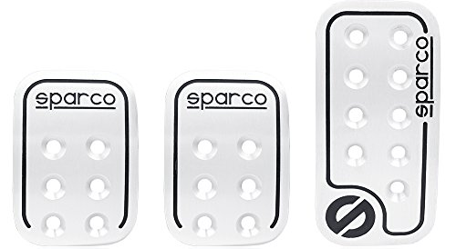 SPC OPC04060000 Juego de 3 pedales Racing color plata con logo SPARCO en negro Universales, 150 ml