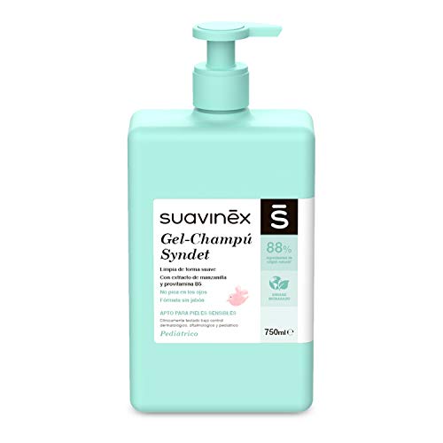 Suavinex, Gel Champú Syndet para Bebé Sin Jabón. Apto Para Pieles Sensibles, 750ml