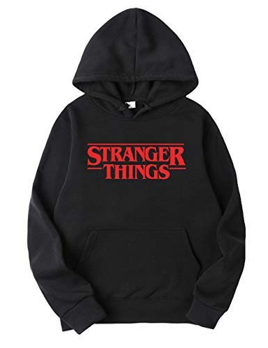 Sudadera Stranger Things Hombres, Sudadera Stranger Things Mujer con Capucha Niña y Niños Deporte Casual Impresión Suéter Sudadera Stranger Things Temporada 3 Impresión Suéter (Negro-02,XS)